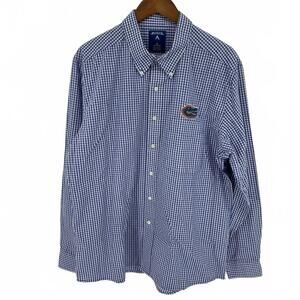 Antigua Dress Shirt Mens Size XL Florida Gators Plaid Embroidered Football